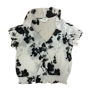 Allison Taylor Blouse Size Petite Medium Black and White